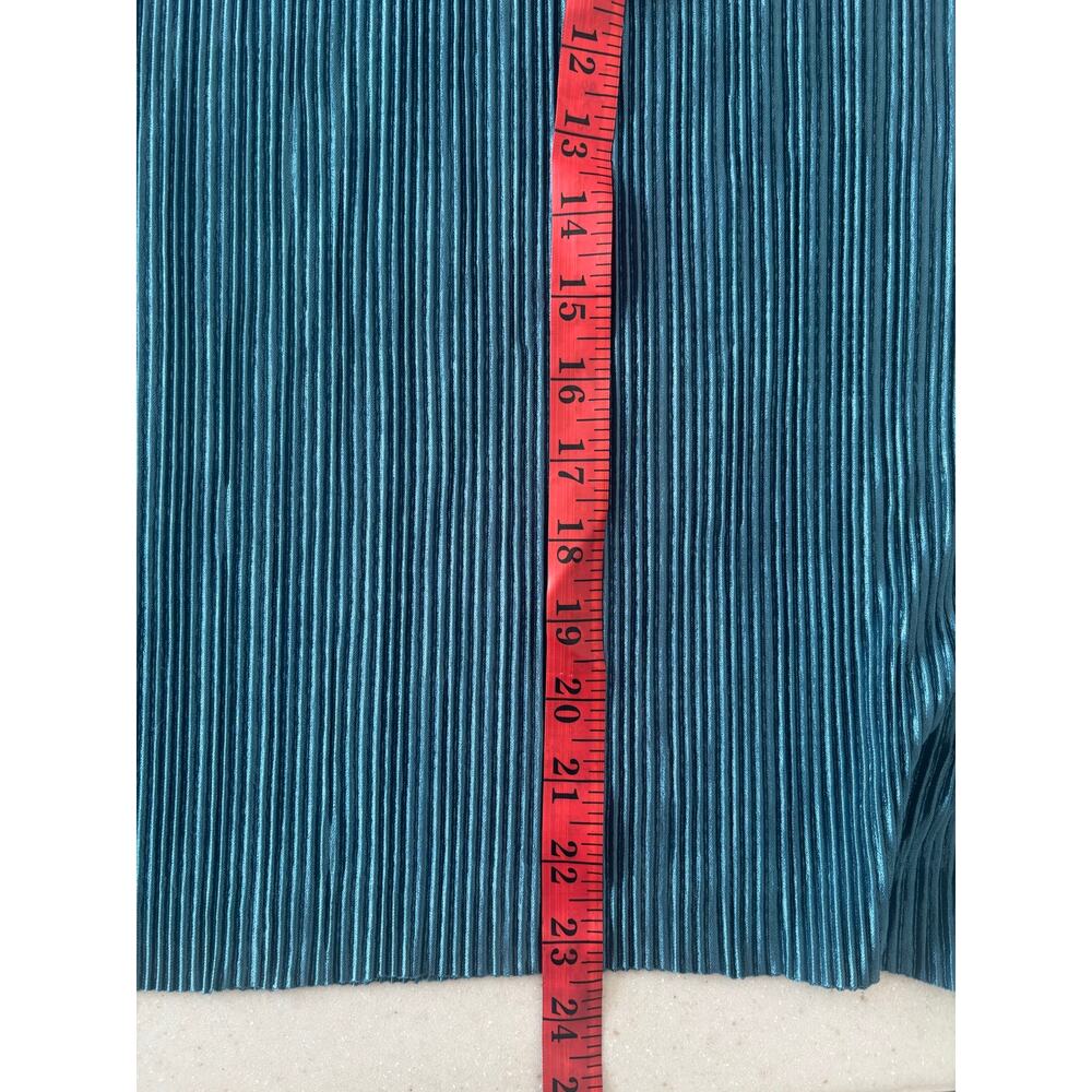 Rachel Zoe Blue Pleated Velvet Sleeveless Tank Top XL Textured Stretch Blouse - Picture 11 of 12